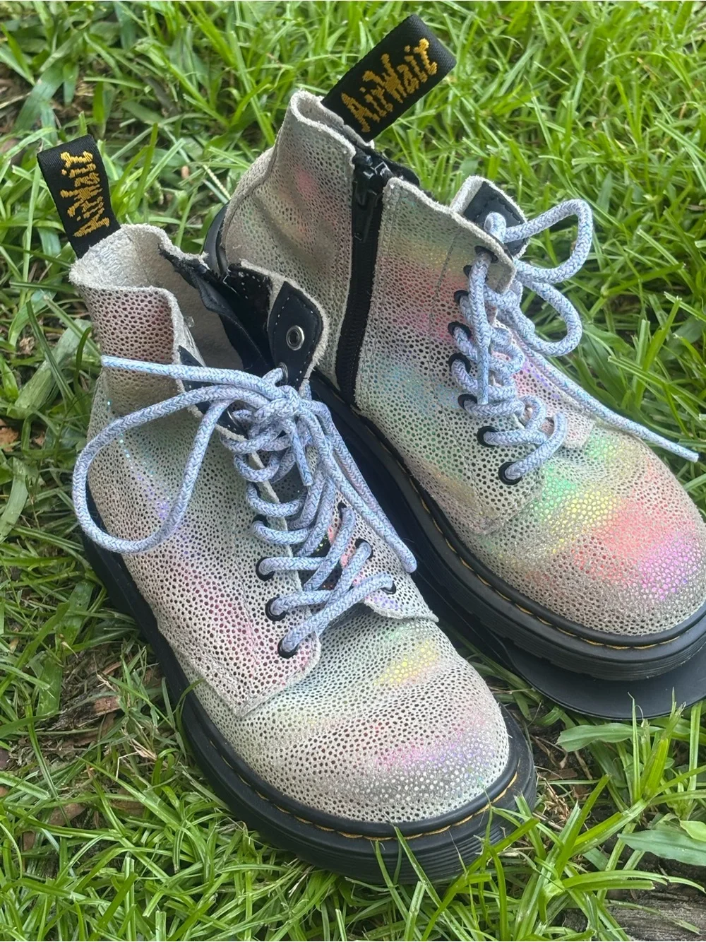 Dr. Martens Iridescent Lace-Up Combat Boots - Multi Kids Size 1